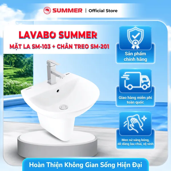 LAVABO MẶT LA SM -103 & CHÂN LA SM - 201