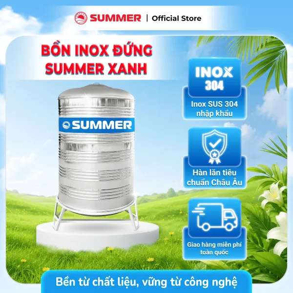BỒN INOX SUMMER XANH ĐỨNG